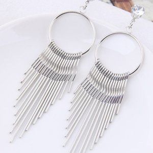 Earrings ~ Silver ~ 4" Long ~ Spiky ~ Spikes ~ Dangle